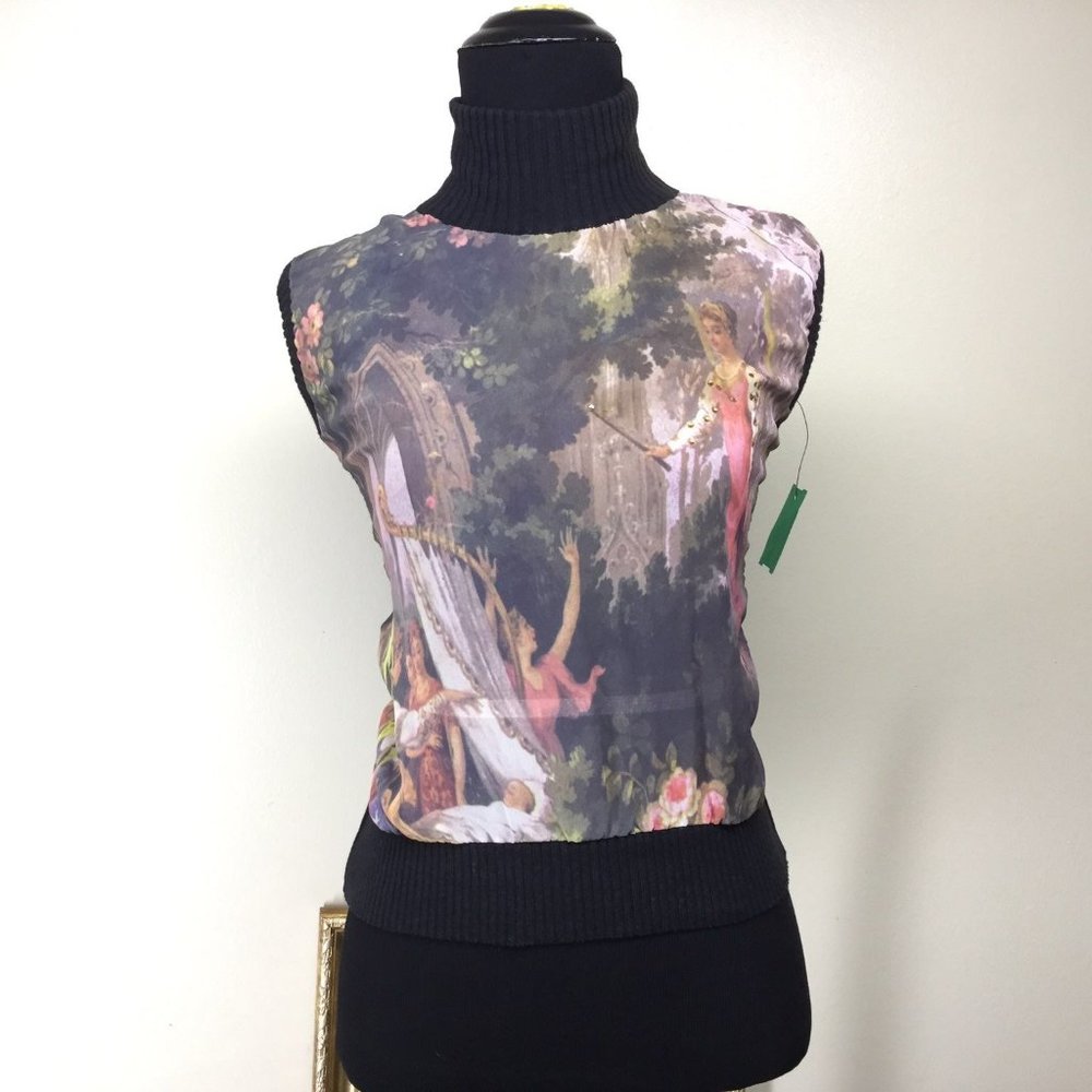 Le Donne Vintage Graphic chiffon/Knit top